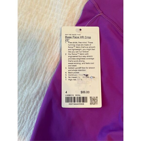 Lululemon Base Pace High-Rise Crop 23" Magenta NEW - Picture 8 of 9